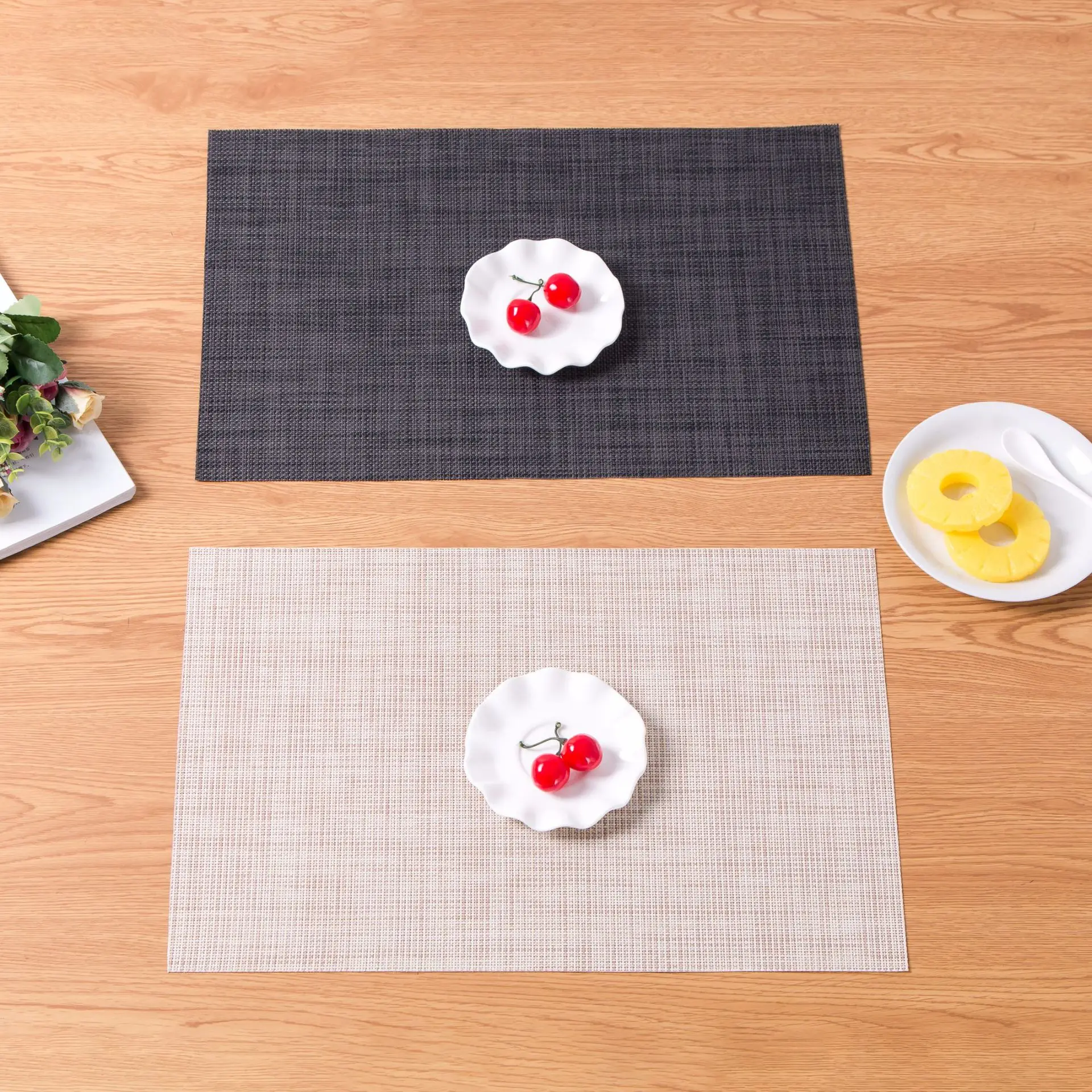 

6 PC PVC Placemats Kitchen Dinning Coasters Table Place Mats Non-slip Dish Bowl Holder pad Placement Heat Stain Resistant Decora