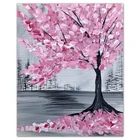 Полностью Квадратный бриллиант, 5D Картина Вышивка крестом розовое дерево Пейзаж Алмазная вышивка пейзаж Полный Круглый мозаика домашний Декор подарок