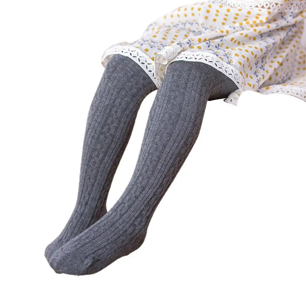 

2-12 Y Elastic Waist Premium Cotton Girls Pantyhose Ultra Soft Solid Color Twist Pattern Kids Leggings for Daily Wear