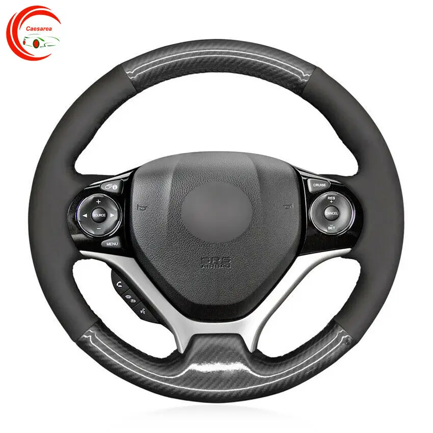 

Для Honda Civic 9 2012-2015 чехол рулевого колеса автомобиля черная замша полиуретановое углеродное волокно