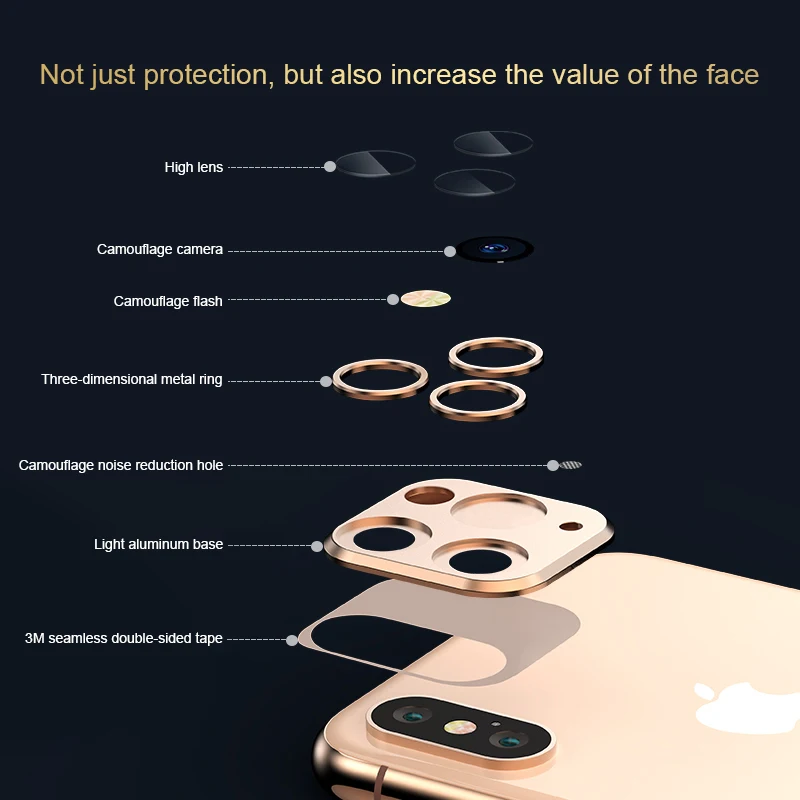Сменный Чехол для iPhone 11 Pro Max, роскошное металлическое защитное кольцо для объектива камеры для iPhone X XS MAX, Защитная пленка для камеры