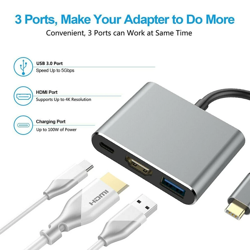 Кабель адаптер 3 в 1 с разъемами USB и 0 HDMI|Адаптеры Type-C| |