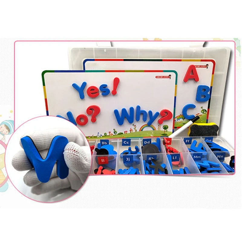 

Puzzle Alphabet Letter Figure Symbol netic Sticker with Baseboard Pre-School Educational Kit Kids Educational Toys
