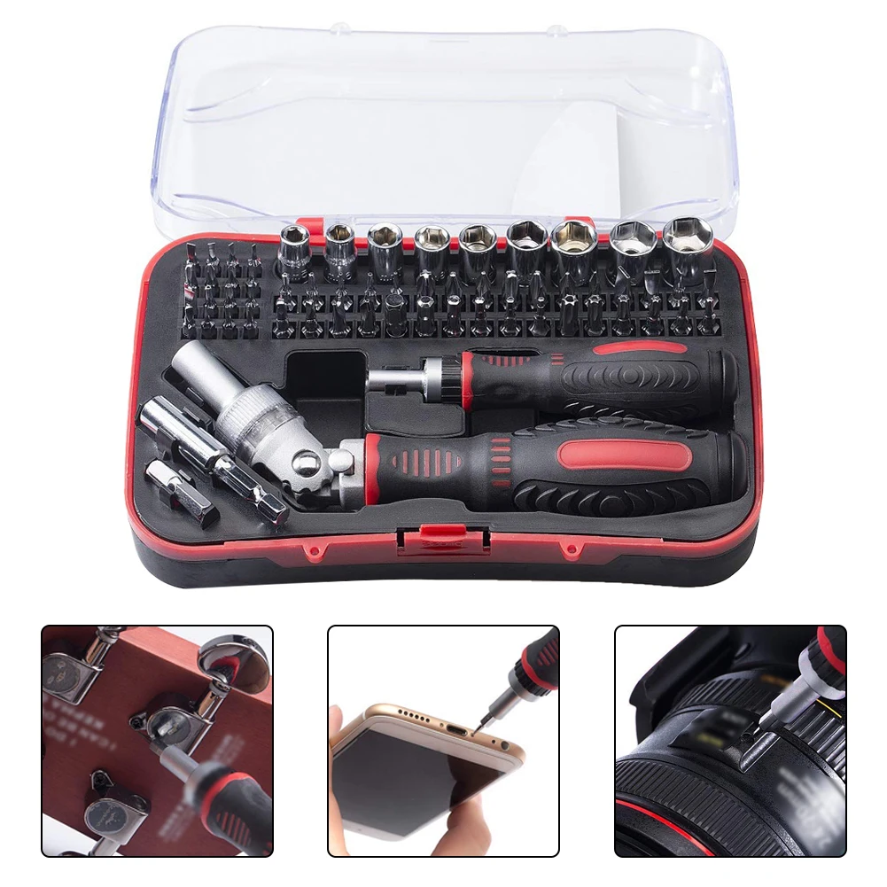 

61PCS Precision Screwdriver Set with Ratchet Handle Sockets Bits Multifunctional Household Repair Tool for Computers Electronics