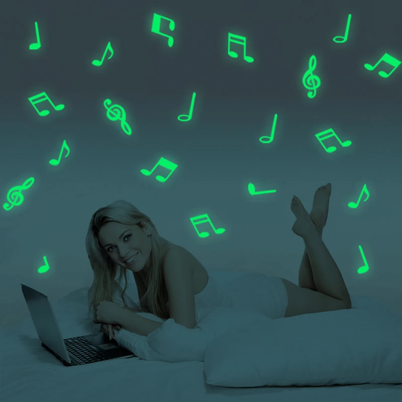 

15pcs/set Stickers Mini Musical Note Luminous Wall Stickers Glow Dark Stars Stickers Kid's Bedroom Room Home Wall Decor