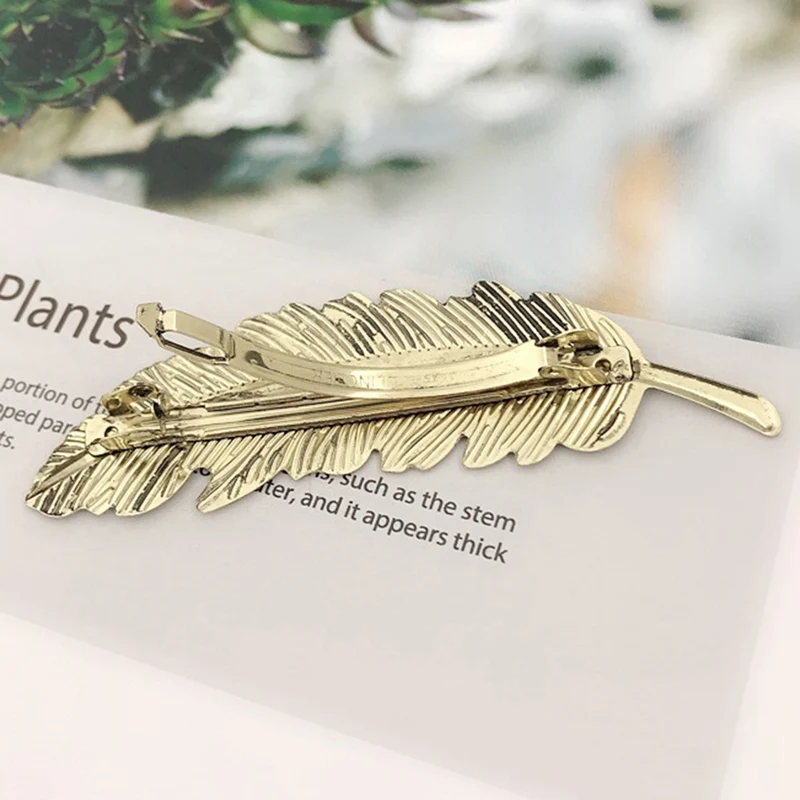 

Metal Feather Hairpin Retro Exaggerated Tree Leaf Side Clip Spring Horsetail Clip Duckbill Clip Hairpin Hair Accessories Women