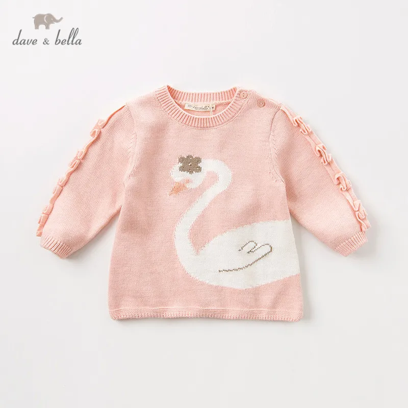 

DB11434 dave bella autumn winter cute baby girls cartoon ruched knitted sweater kids fashion pullover toddler boutique tops