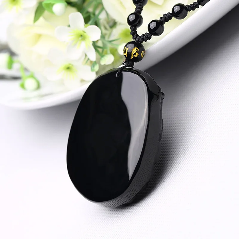 Прямая поставка Мужская подвеска на ожерелье обсидиановый 3D кулон в виде лягушки