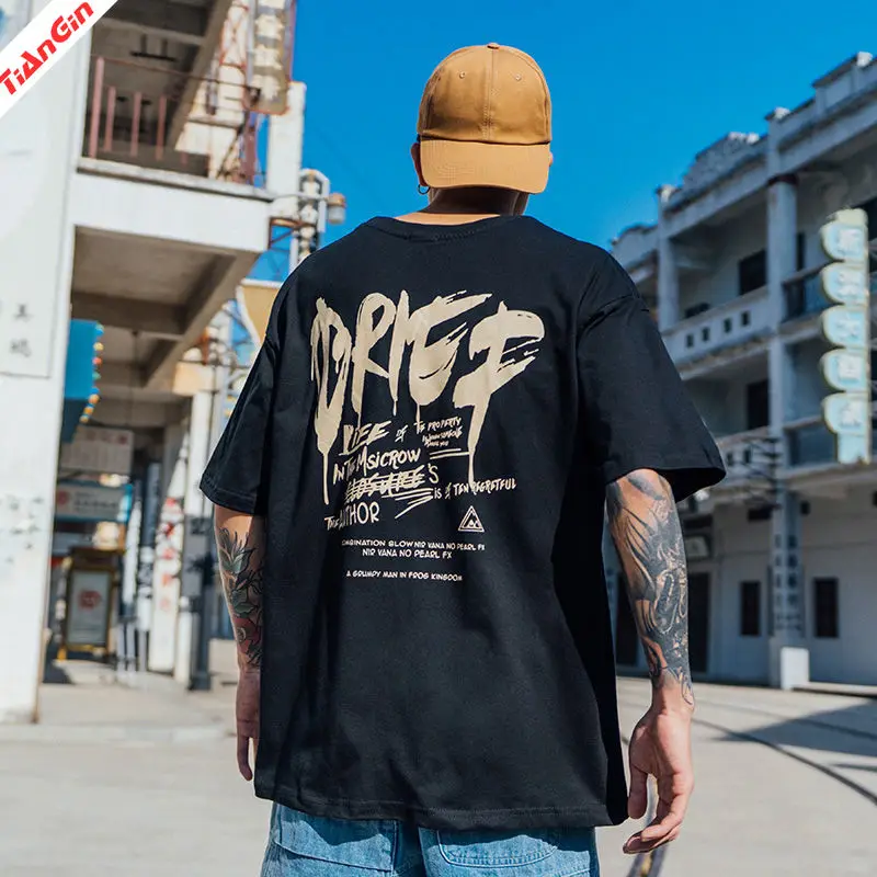

2021 New Summer T-shirts Loose Print Harajuku Oversized T Shirt Casual Men's T-shirt O-neck Hip-hop Sports Short-sleeved Top