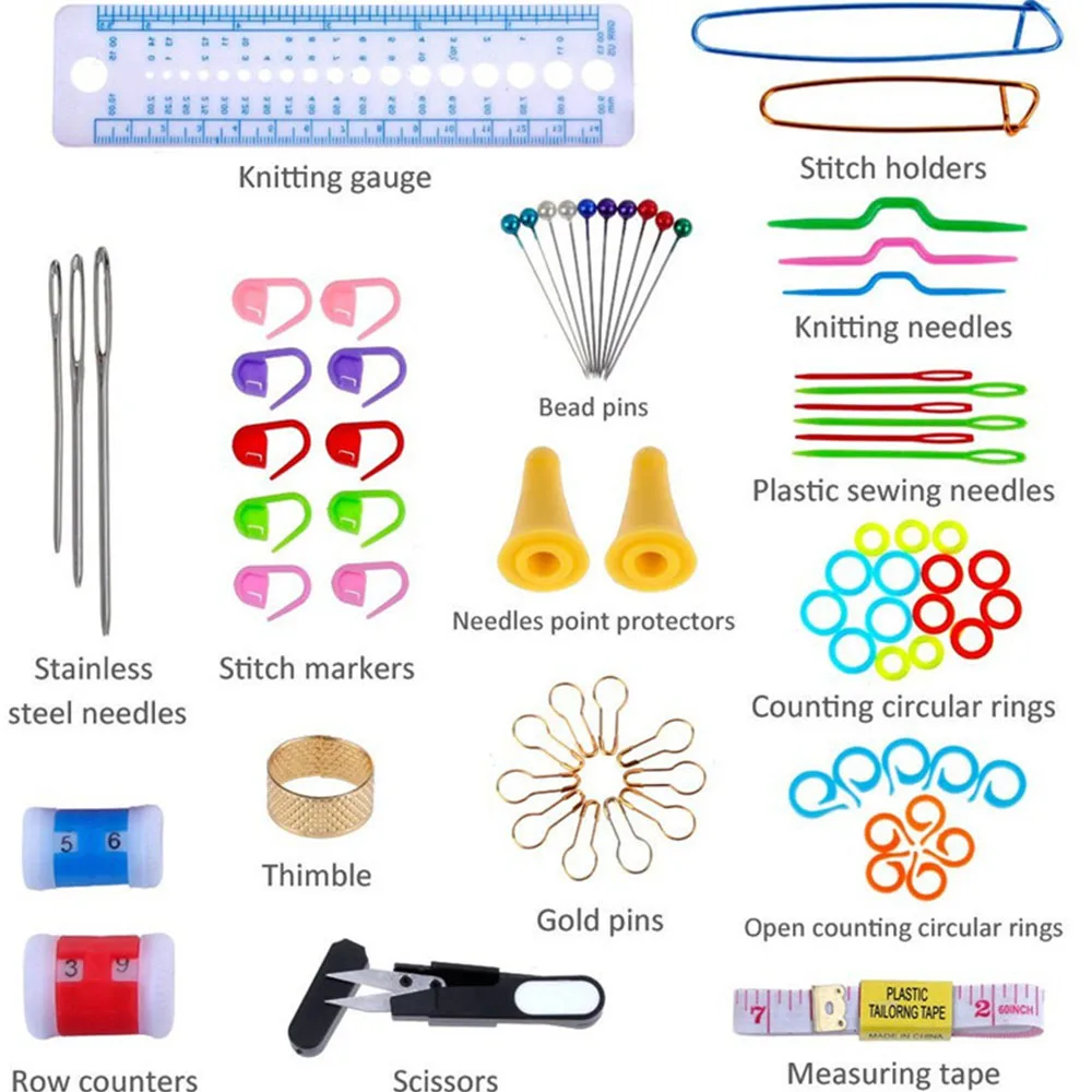 100 шт. вязаные иглы швейные инструменты набор для рукоделия крючки вязания полный
