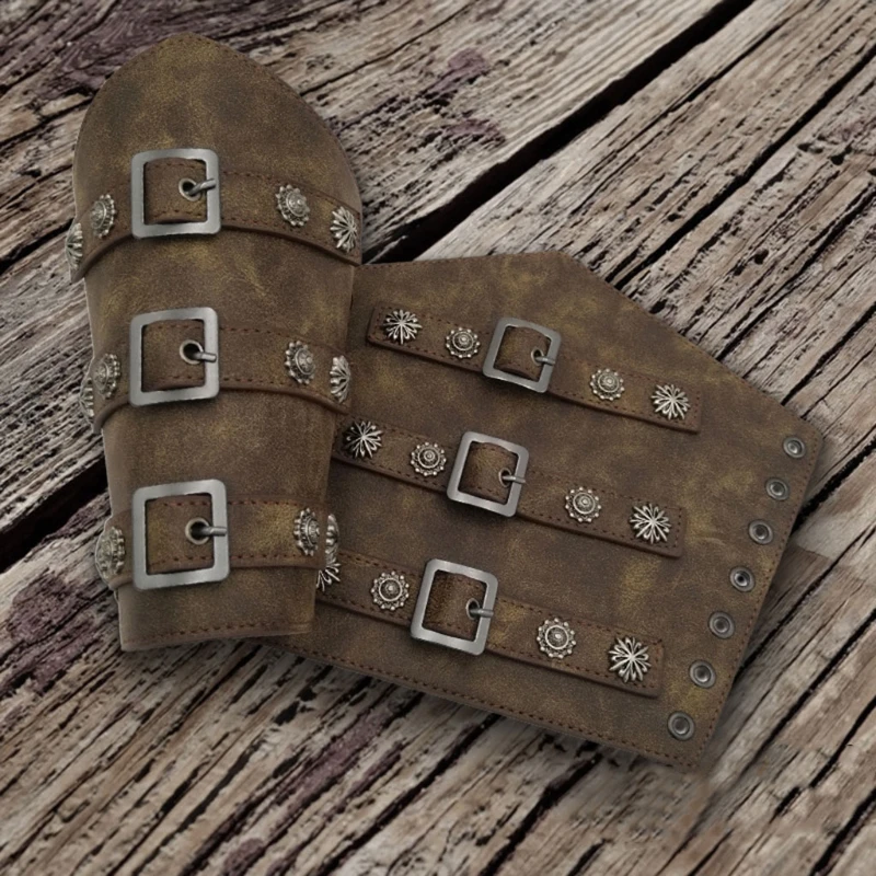 

Leather Arm Guards Medieval Belt Leather Buckle Bracers Retro Leather Armbands