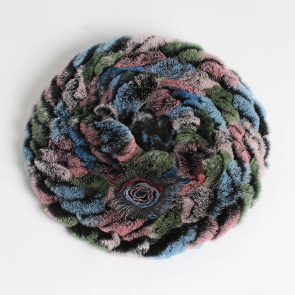 Женская шапка из натурального меха кролика Рекс зимняя мягкая эластичная 100%