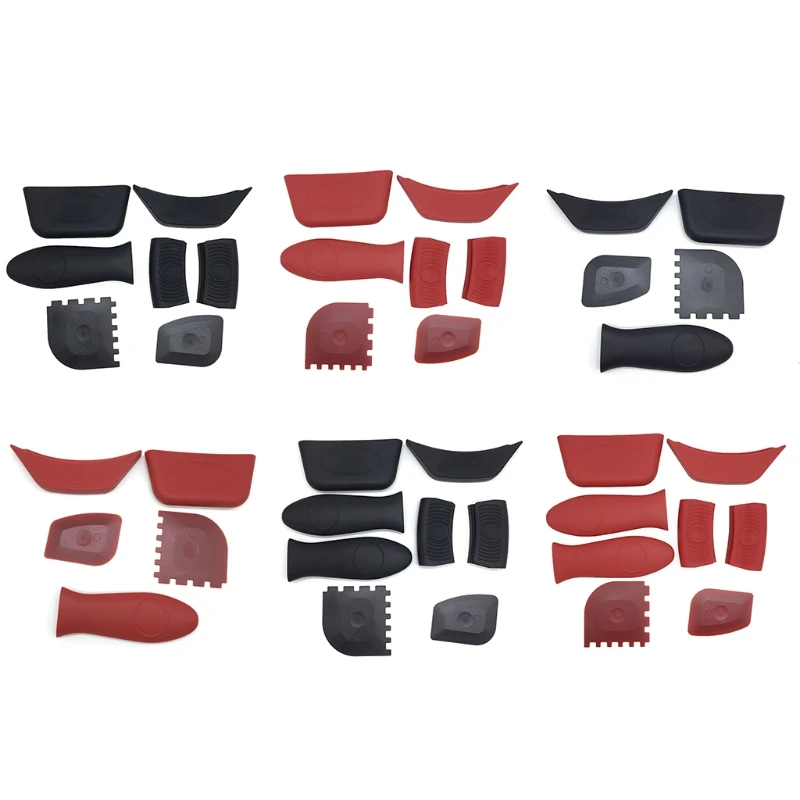 

5/7/8pcs Silicone Hot Handle Holder Set Pot Holders Cover Heat Resistant Potholder Sleeve for Cast Iron Skillets