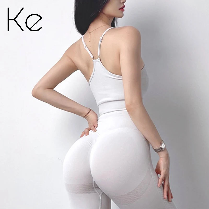 

Трикотажное бесшовное Спортивное нижнее белье KE, Женский Летний Тонкий противоударный бюстгальтер для бега, йоги, фитнеса, тонкие лямки