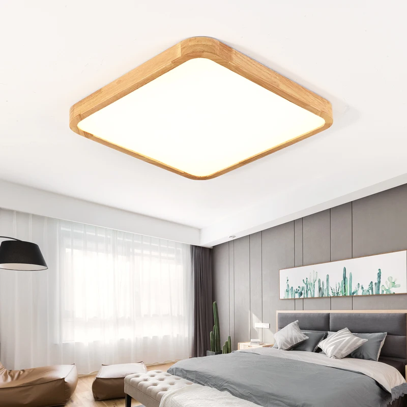 Luces de techo LED modernas, iluminación ultrafina de madera auténtica de 6cm para estudio, sala de estar, dormitorio, interiores, decorativas para el hogar