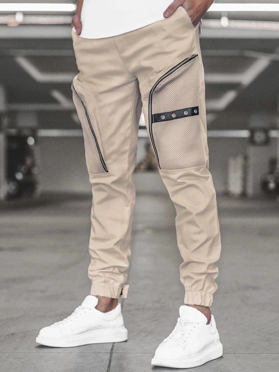 

Hip Hop Men's Casual Pants European Popular Logo Large Straight Reflective Multi-pocket Cargo Pants Men's Sports Pants