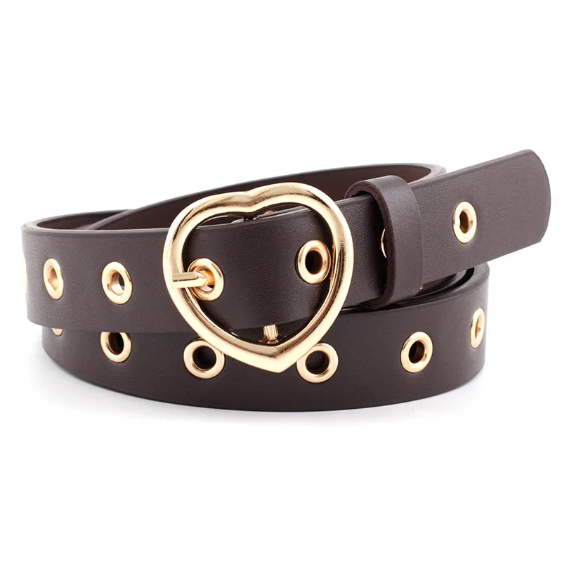 

Fashion Women PU Leather Metal Heart Belts Female Cute Black Harajuku Belt Ladies Pants Party Dress Heart Belts For Jeans