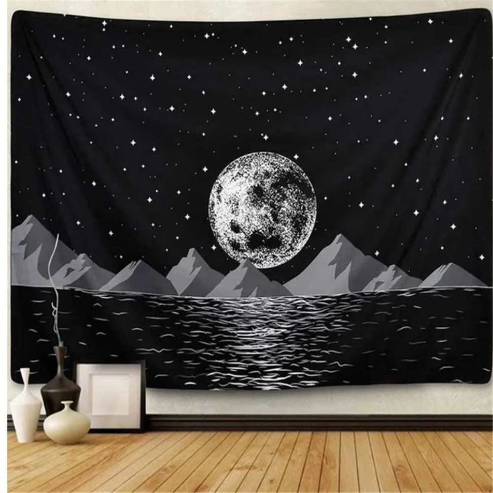 Tapestry Moon Print Wall Hanging Witchcraft Hippie Wall Tapestry Wall Carpet Boho Decoration Home Decor Tapisserie sea moon print tapestry wall hanging art