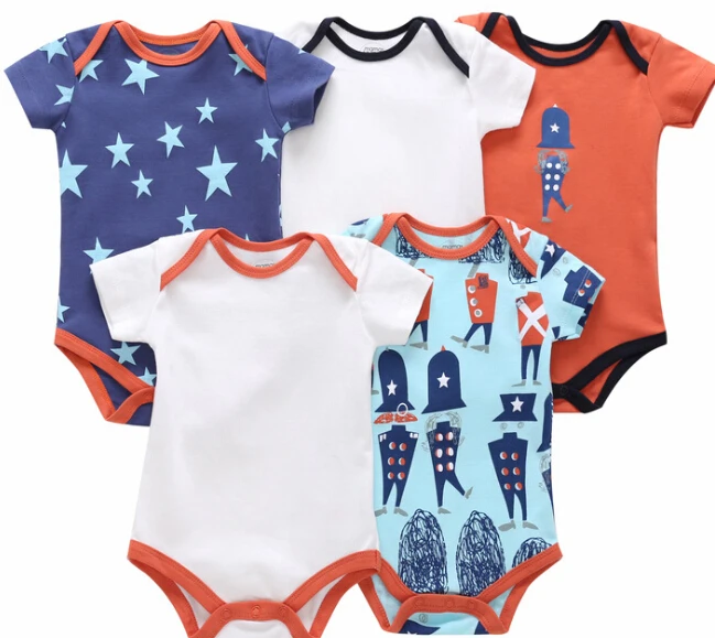 

2020 summer 5pcs Baby rompers 100% Cotton Infant Body Short Sleeve Clothing baby Jumpsuit Cartoon Printed Baby Boy Girl clothes