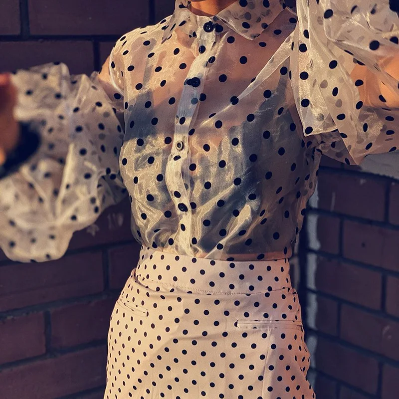 2019 осенние женские однотонные футболки в черный горошек с длинным