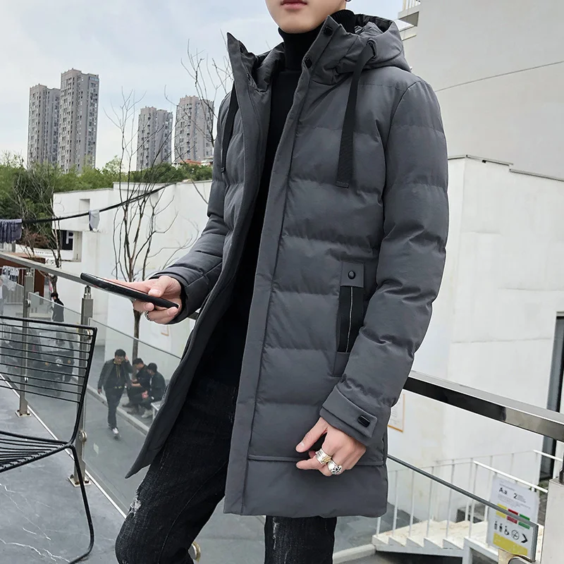 

2020 winter men's parkas Business casual hooded thick warm jacket new winter mid-length cotton coat brand men's clothing
