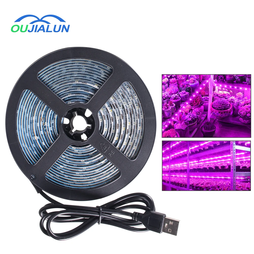 

0.5m 1m 2m 3m LED Full Spectrum Phyto Lamp USB 5V Grow Light Strip 2835 SMD Plants Flowers LED Greenhouse Cultivo Hydroponic