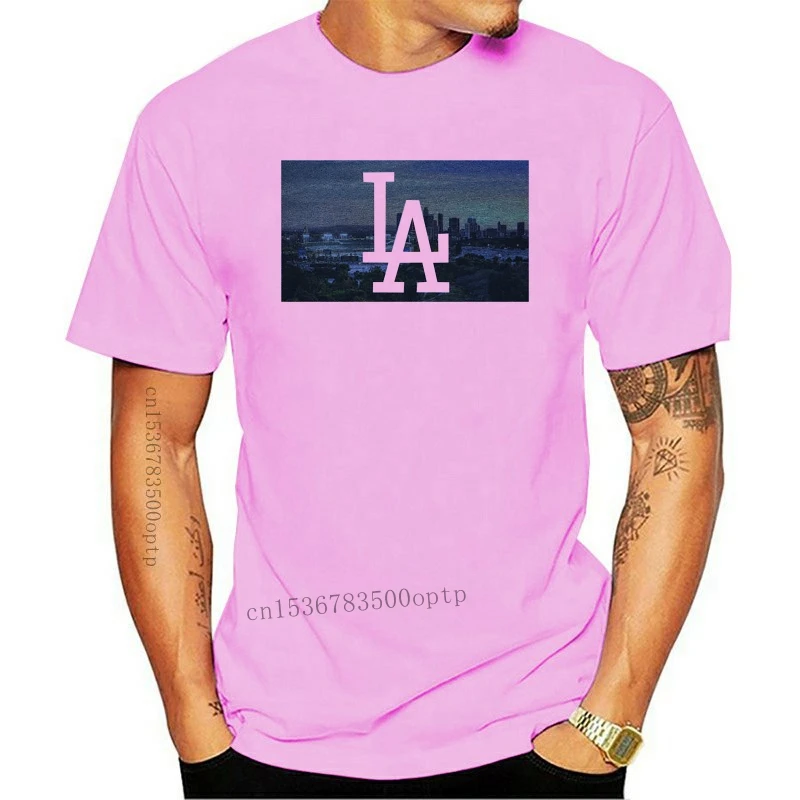 

Dodgers Shirt Los Angeles Stadium Gift LA Los Angeles Skyline Mens T Shirt