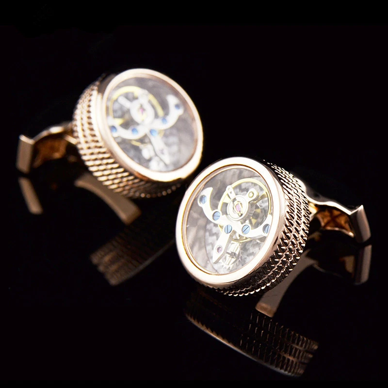 

FLEXFIL jewelry fashion brand of shirts cufflinks rose gold movement cufflink wedding button male high quality free shipping