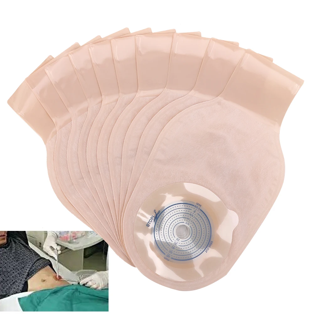 

10Pcs Disposable Colostomy Bag Soft Skin-Friendly Ostomy Bag Pouch Open Type Ostomy Cleaning Healthy Care Excreta Nursing Tools