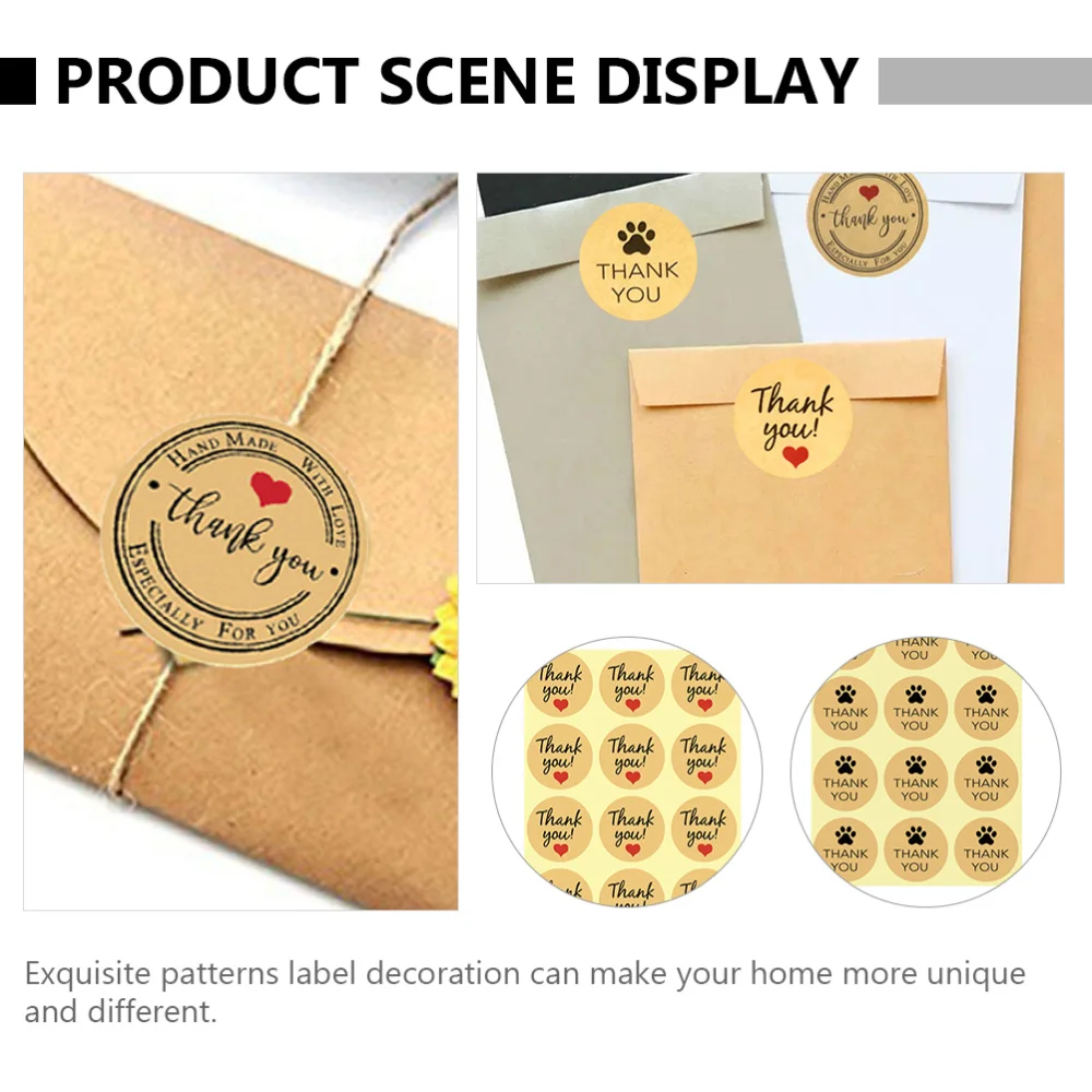 

360pcs Party Favor Sealing Stickers Thank You Candy Cookies Gift Label Stickers