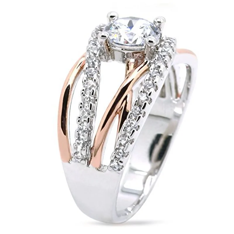 New Simple Wedding Weaving Ring Lady Shiny Cubic Zircon Boutique Jewelry Anniversary Engagement Finger Gift | Украшения и