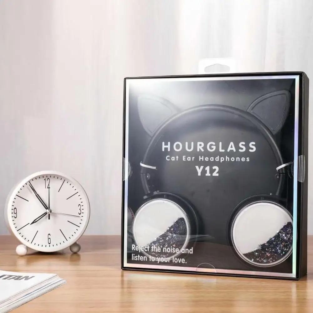 Наушники с кошачьими ушками для девочек музыкальные спортивные наушники детей