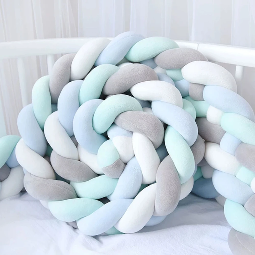 

3M/2M/1M 4 Strands Braid Baby Crib Bumper Knotted bed Bumper Nursery cradle protector Baby bedding room decor Crib Protector