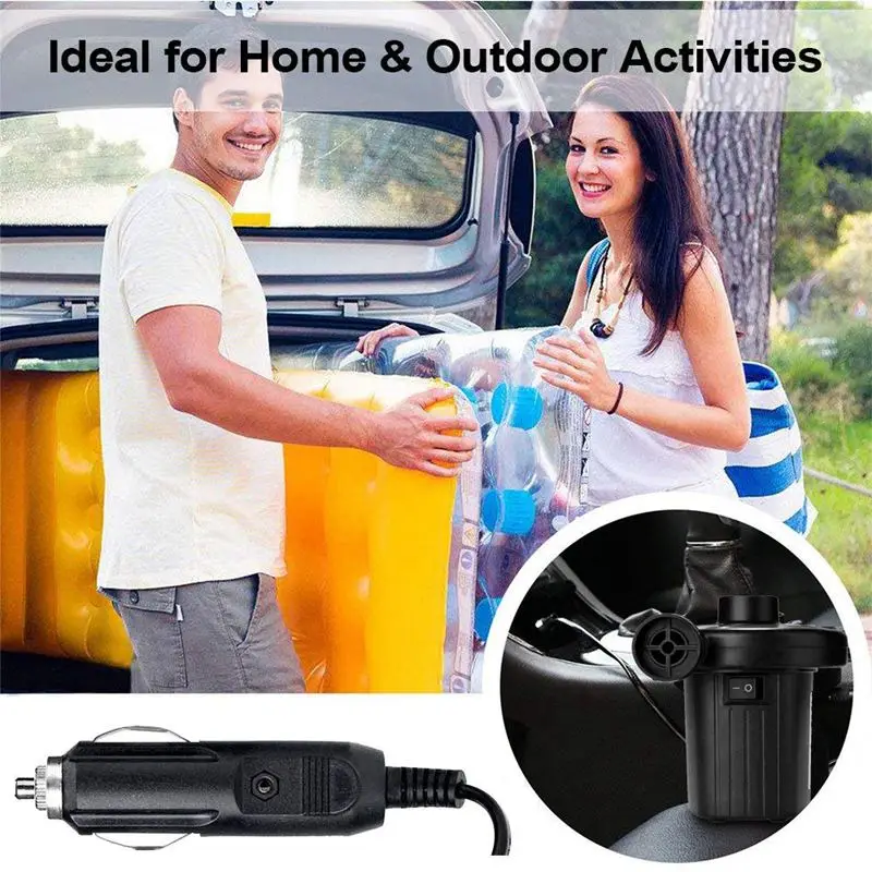 

NEW-UK plug Electric Air Pump Two-way Air Pump with 3 Nozzles, 220V AC/12V DC 2 in 1 Portable Air Mattress Pump Universal Electr