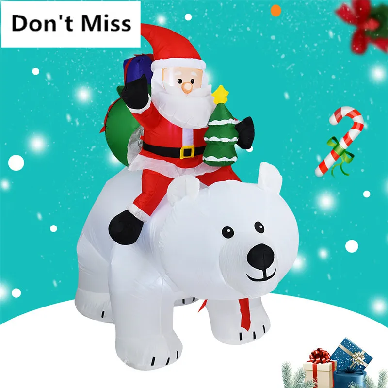 Рождественские надувные формы Санта Клаус едет встряхивший Медведь надувной