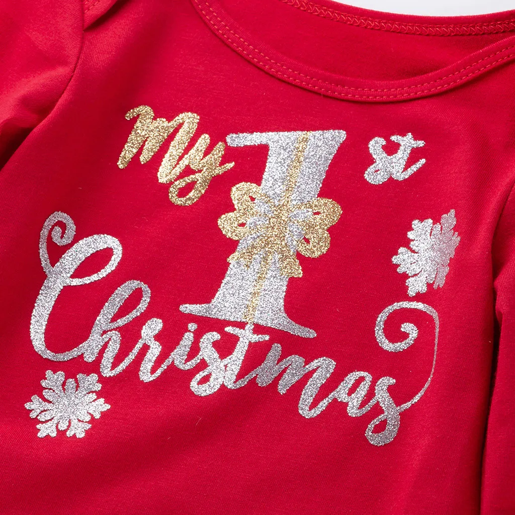 Одежда для маленьких девочек комбинезон на Рождество топы платье пачка Набор