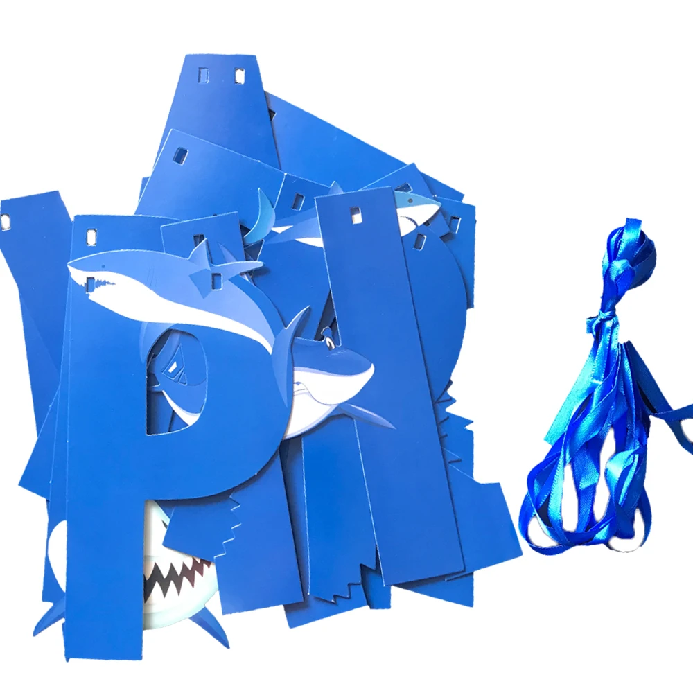 Акула с днем рождения баннер 12 штук Бумажные очки Дети день тема вечерние