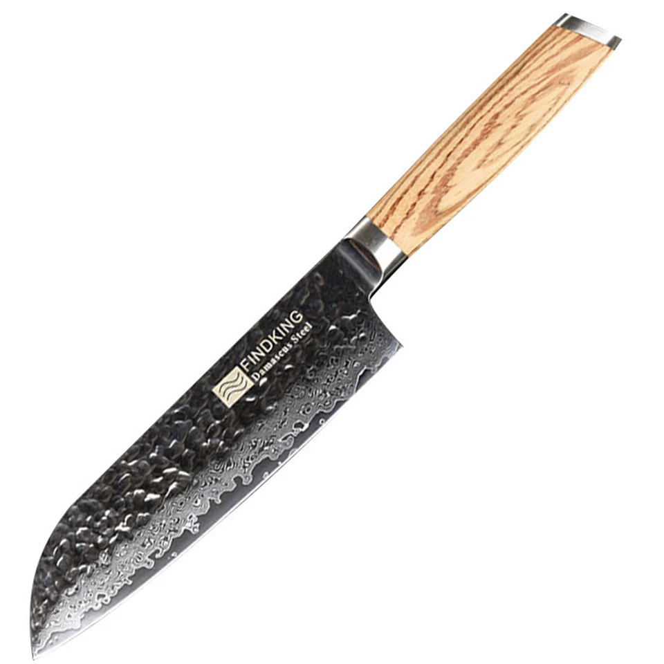 

7 Inch 67 Layers Damascus Knife Ultra Sharp Japanese Santuko Kitchen Knife With Zebra Wooden Handle For Cutting Vegetable Meat