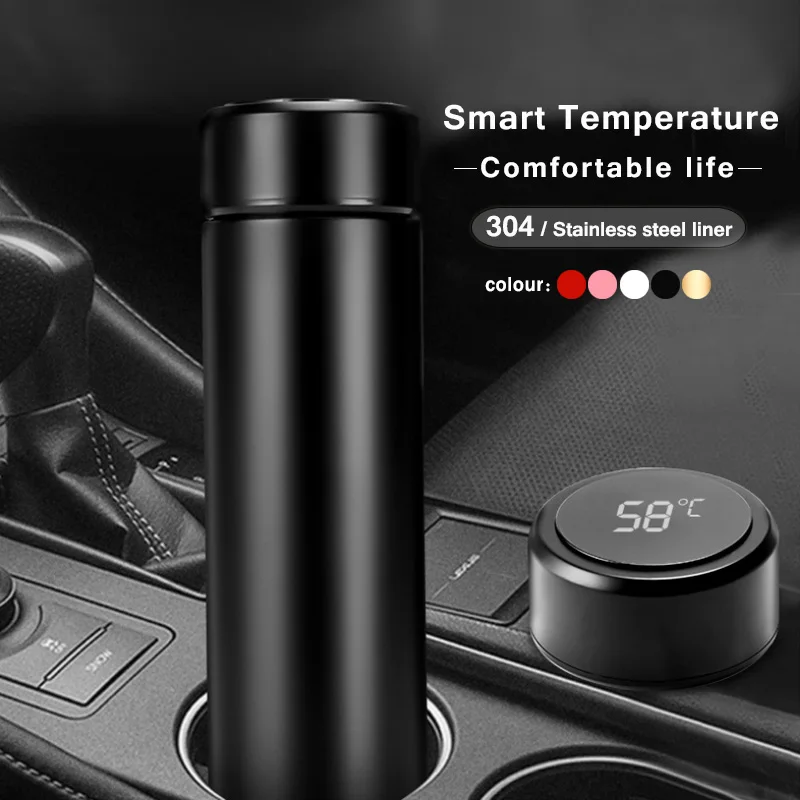 

500ml Smart Thermos LED Touch Screen Thermos Stainless Steel Coffee Cup Couple Water Bottle Creative Business Gift
