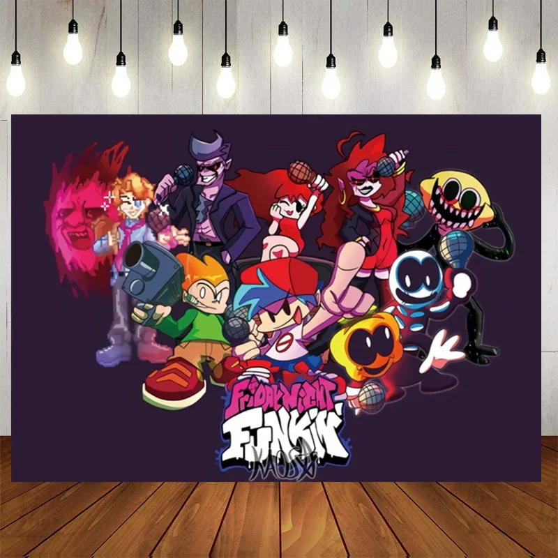 Funkin-Fondo de fotograf&iacute;a tel&oacute;n personalizado para fiesta de cumplea&ntilde;os, cartel para Baby Shower, Chico, decoraciones de fiesta-3