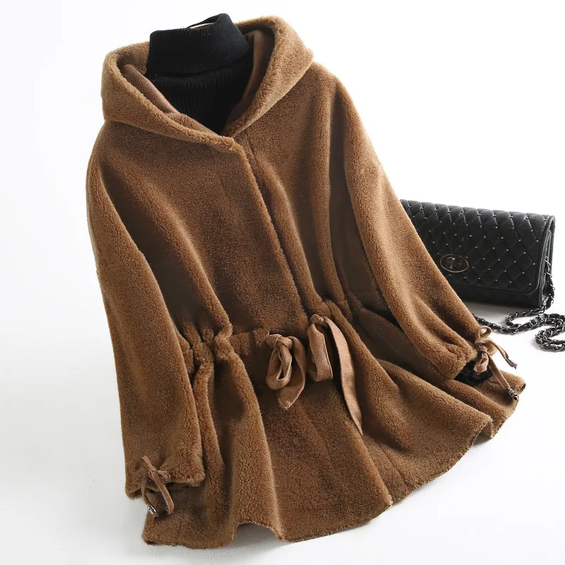 Пальто из овечьей шерсти женское осенне-зимнее теплое длинное свободное верхняя