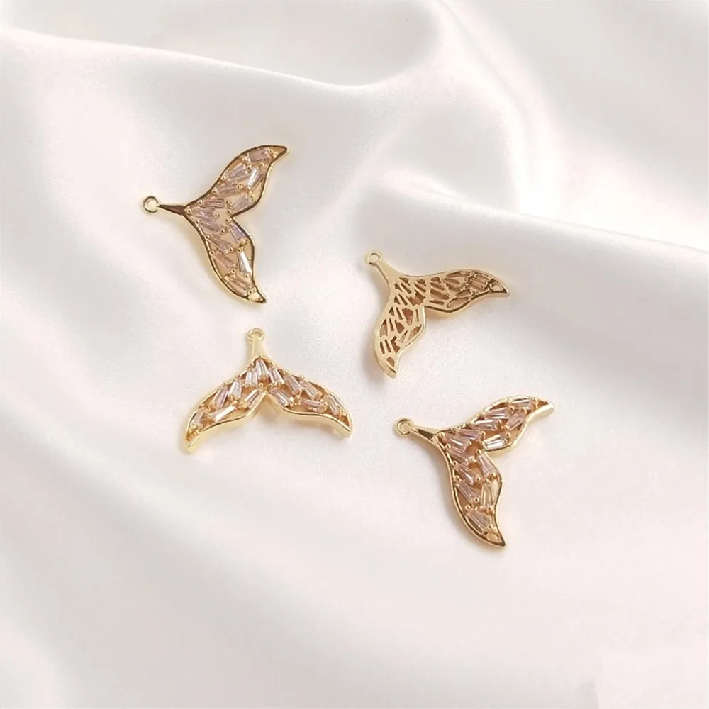 

14K Gold Filled Accessories Inlaid pendant Whale tail pendant Mermaid tail DIY clavicle necklace pendant