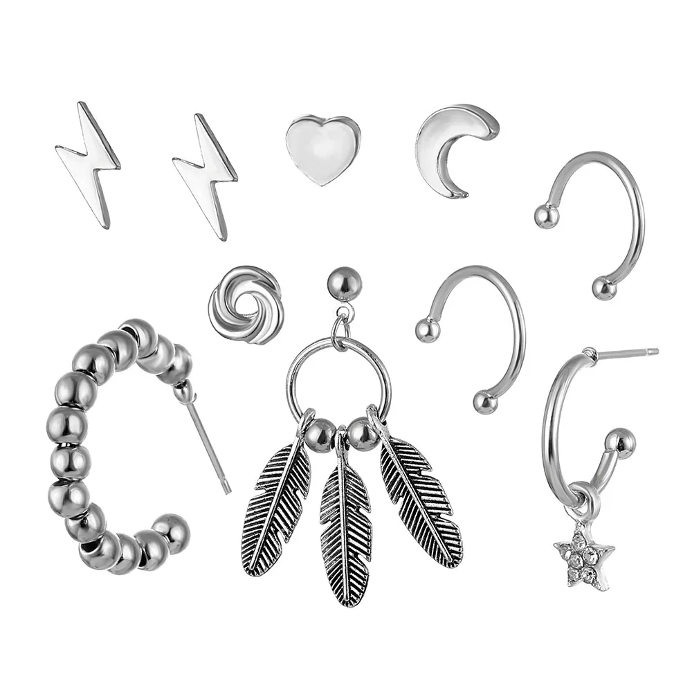 FAMSHIN Boho смешанный металлический Комплект сережек для женщин Винтажный Золотой