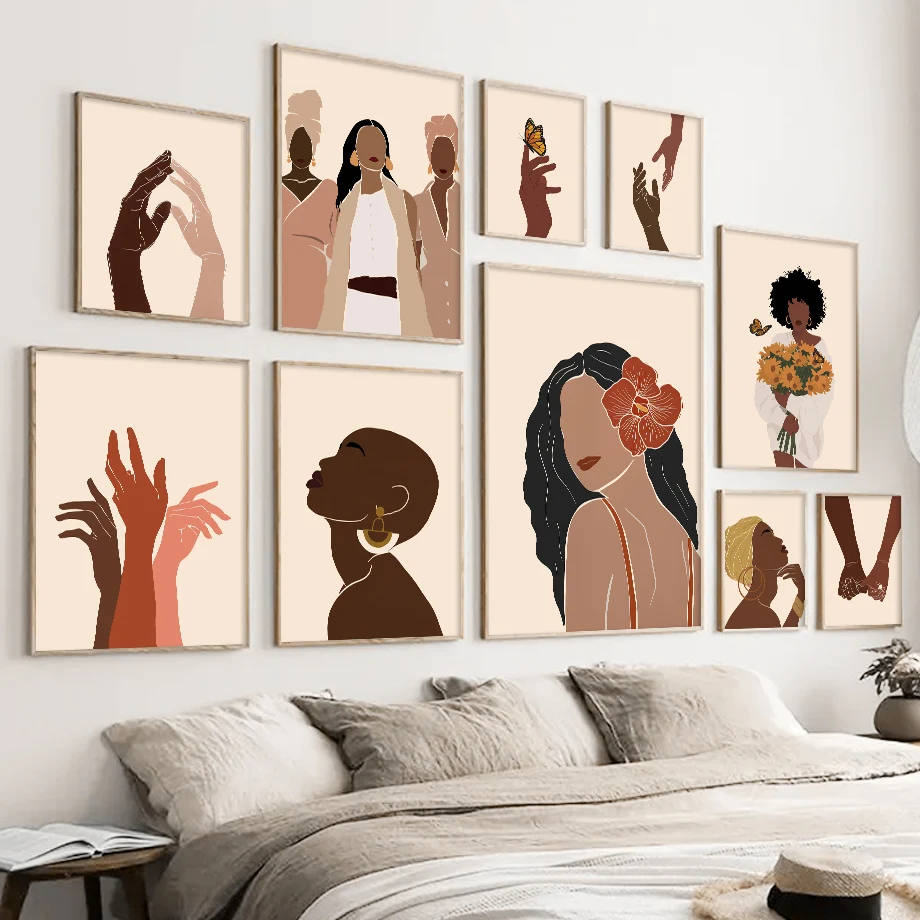 

Black Girl Illustration African Modern Nordic Poster Wall Art Canvas Painting Cuadros Wall Pictures For Living Room Unframed