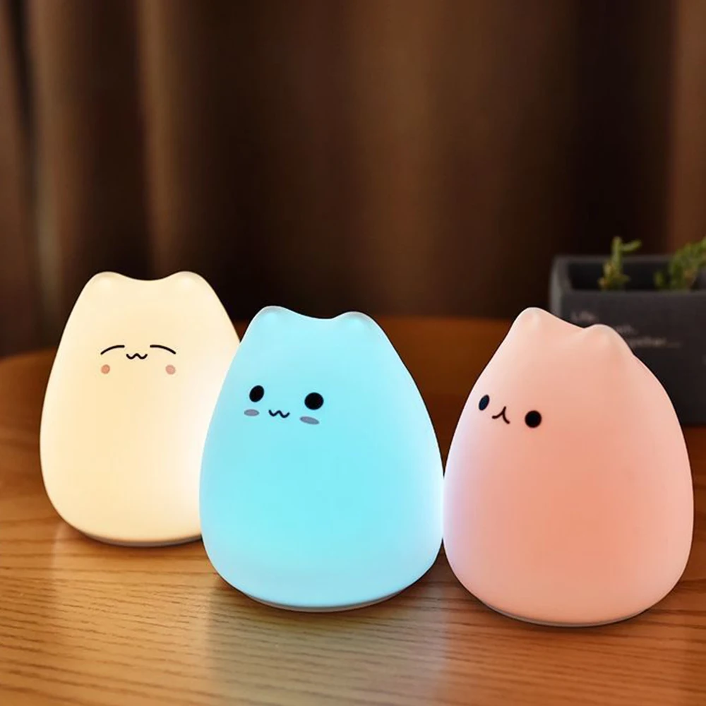 Прикроватная лампа светодиодный ночник с сенсорным датчиком силиконовая в виде