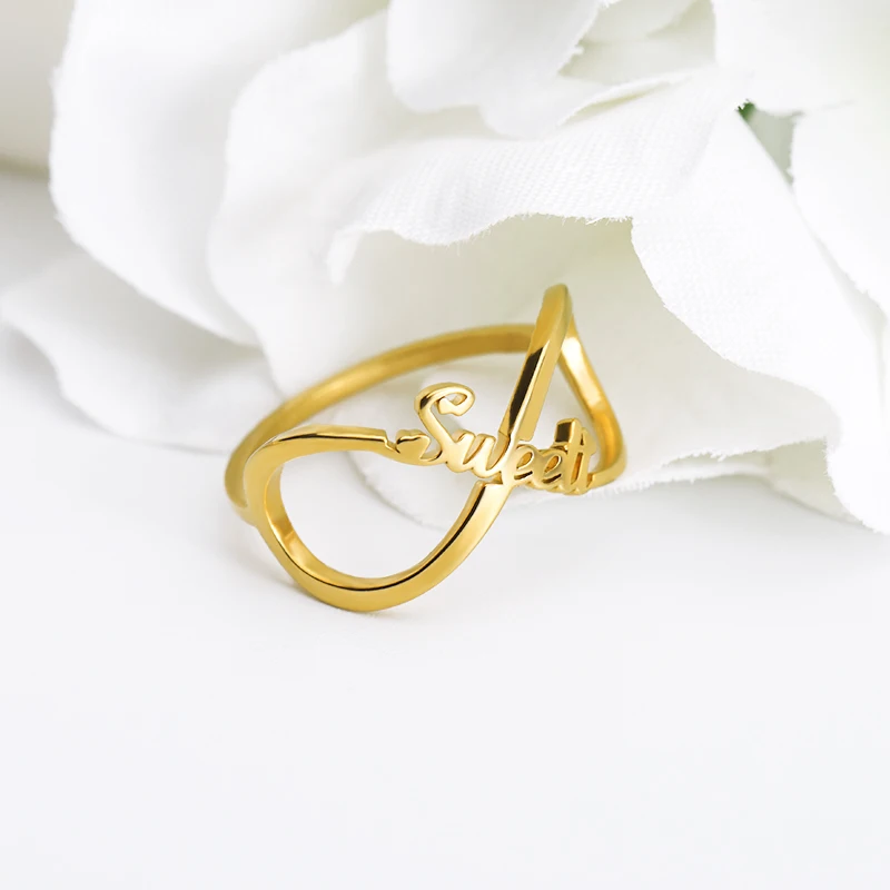 Женское кольцо с именем бесконечности свадебное украшение из нержавеющей стали