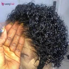 Короткие вьющиеся кружевные передние парики боб 13x1 бразильские водные волнистые человеческие волосы парики вырезанные вырезами фальшивой парик для женщин предварительно выщипанные
