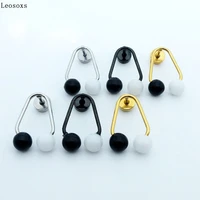 leosoxs 1 pcs korean version of creative earrings female acrylic ball earrings anti allergic plating stainless steel earrings