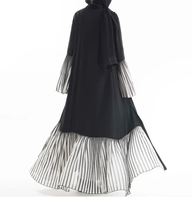 Женский открытый кардиган в мусульманском стиле плиссированная Лоскутная