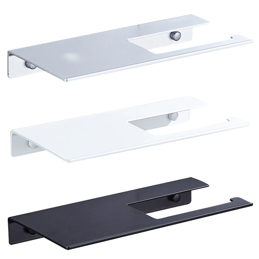 

Tissue Rack Space Aluminum Paper Holder Multifunction Punching-Free Towel Shelf Bathroom/Kitchen Wall Organizing Household